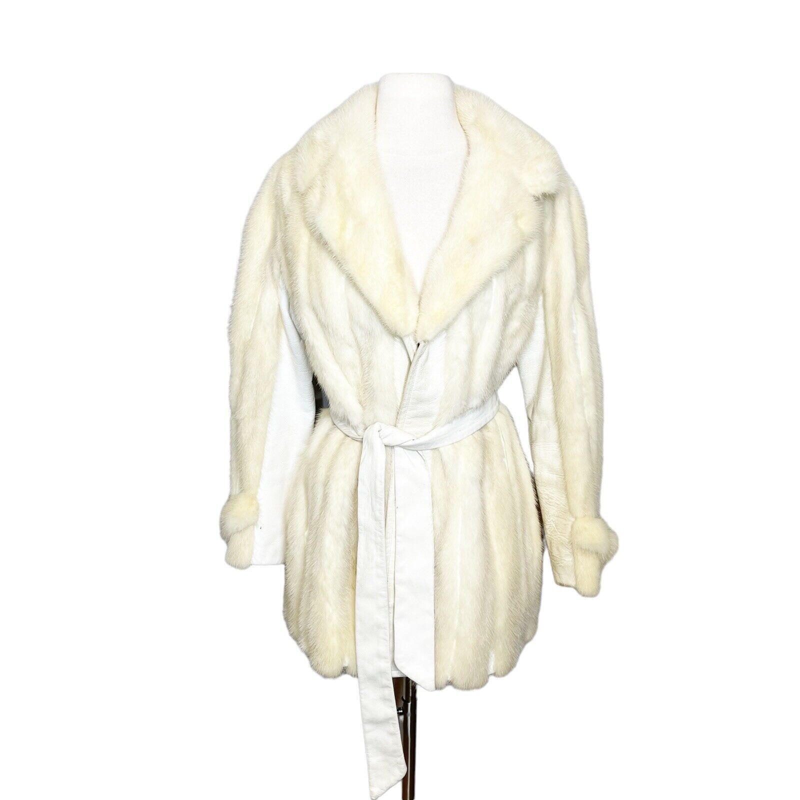 Vintage 70s S Small Weiss & Goldring Fur Leather Jacket Coat Glam Luxurious